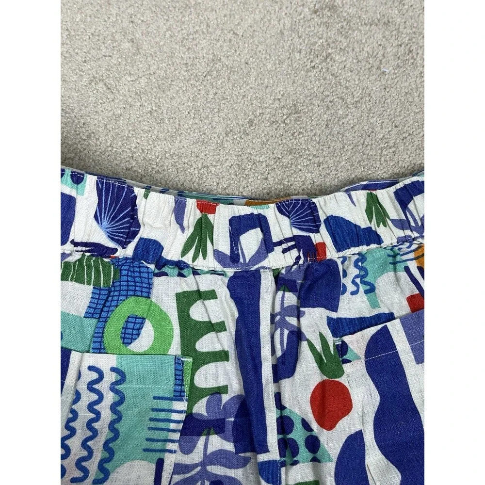 NWT Artonomo Creatives Womens M 100% Linen Shorts Art To Wear Colorful Geometric